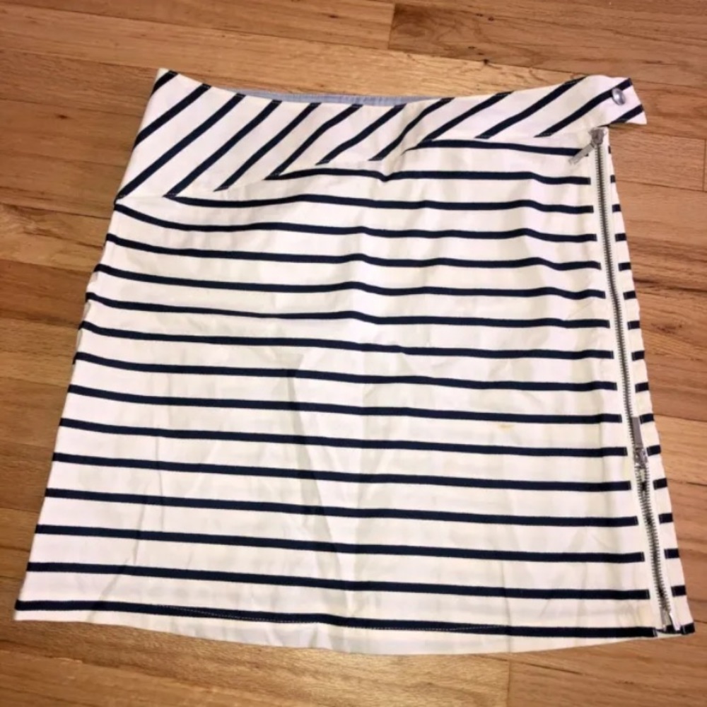 Y2K Armani Jeans Blue White Stripped Mini Cotton Skirt  Size 6